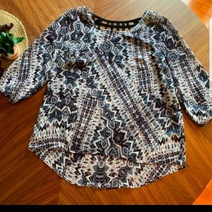 Maurice’s sheer blouse caged back detailing M